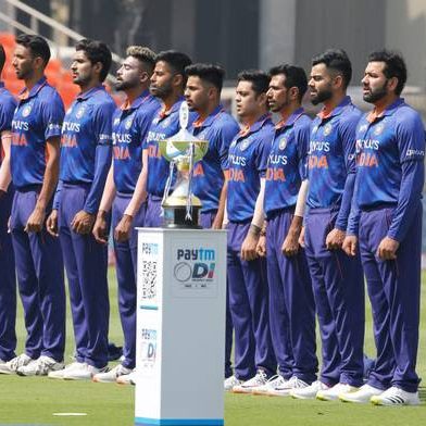 <strong>IND versus WI: During the 1st ODI against West Indies, Indian players wear black bands in honour of Lata Mangeshkar.</strong>-thumnail