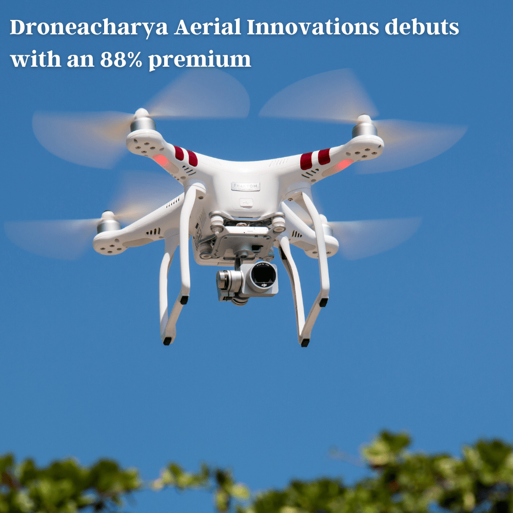 Droneacharya Aerial Innovations debuts with an 88% premium-thumnail