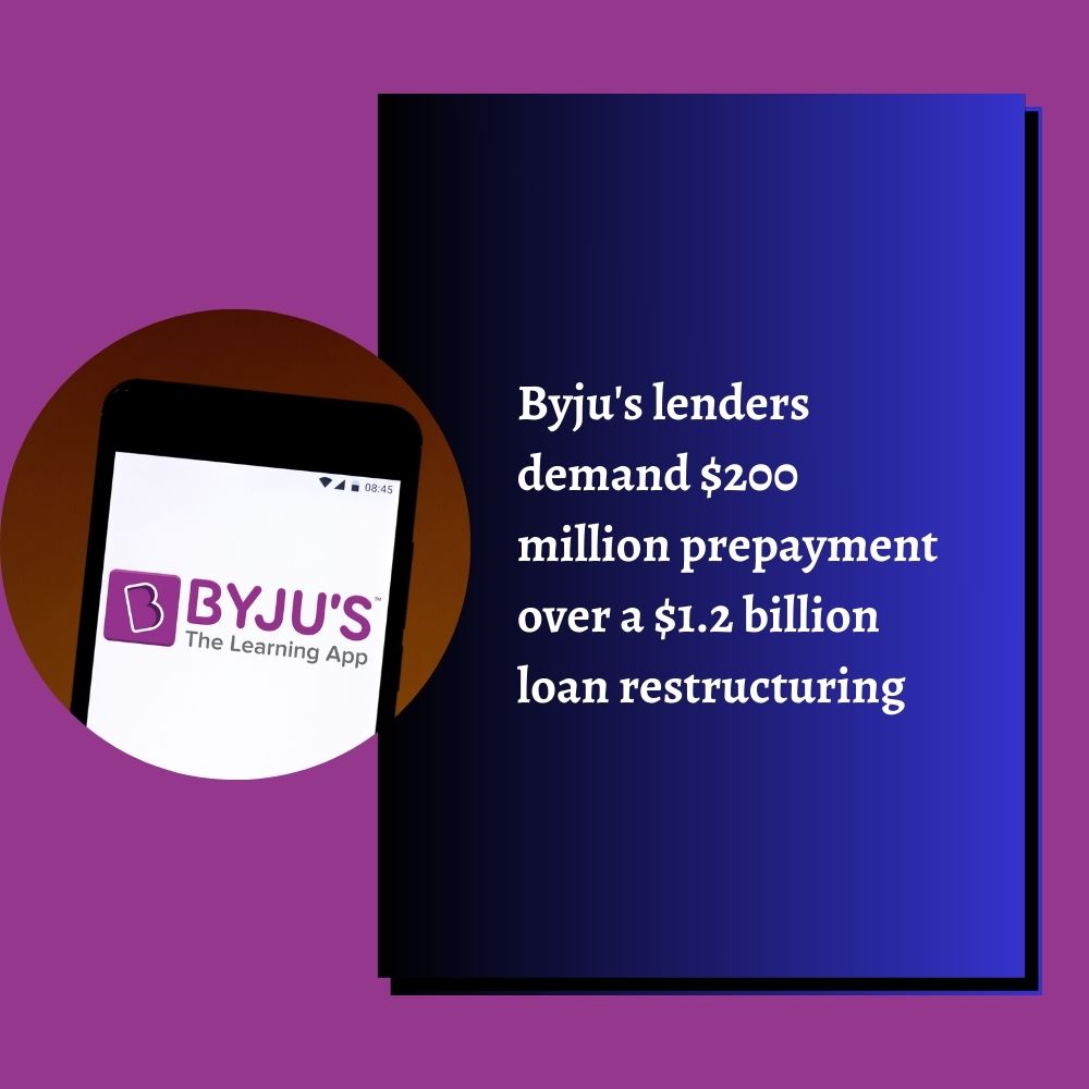 Byju’s lenders demand $200 million prepayment over a $1.2 billion loan restructuring-thumnail