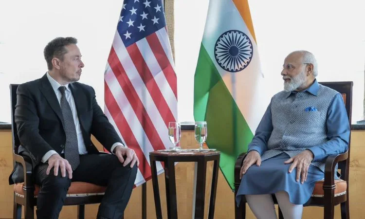 Elon Musk with Modi