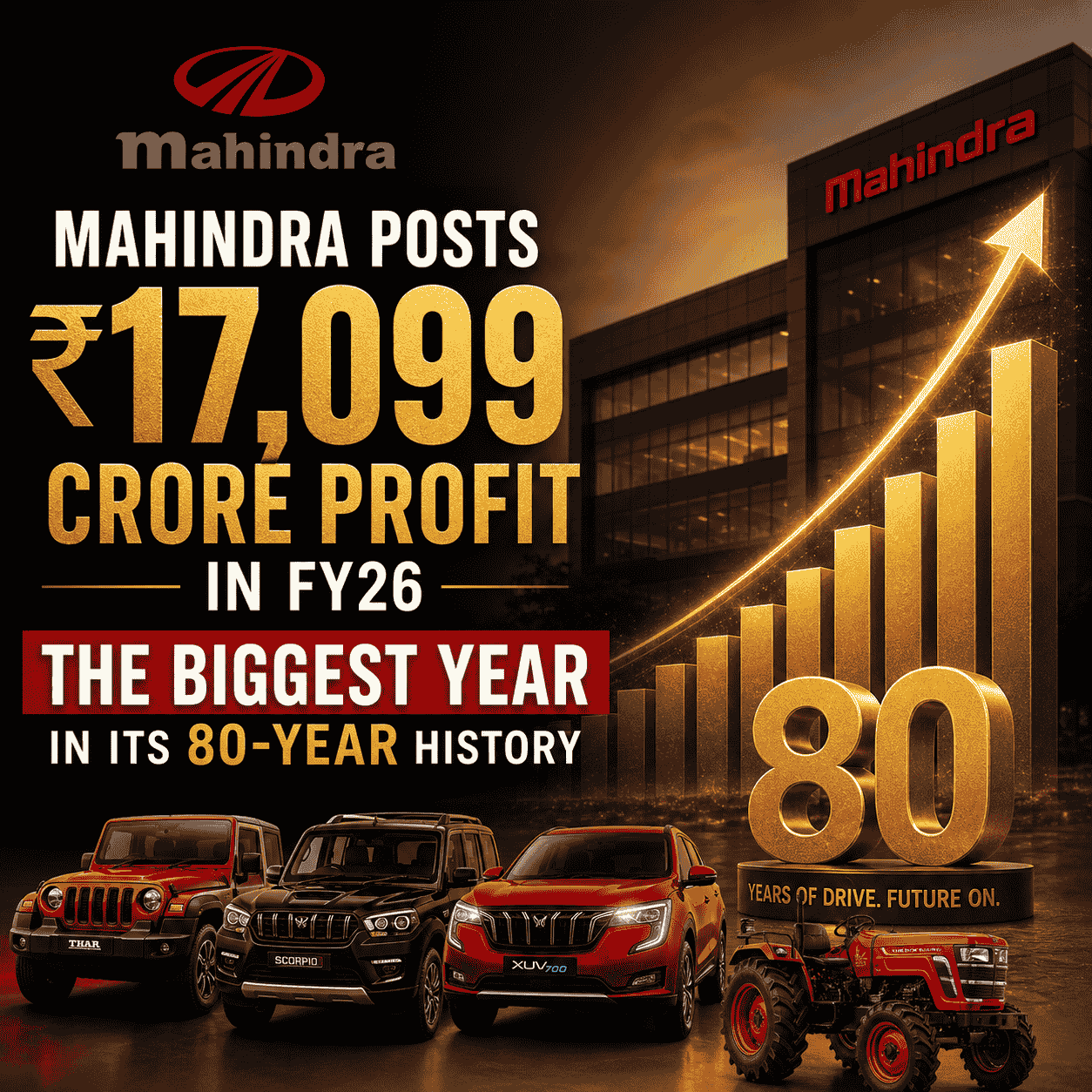 Mahindra Posts ₹17,099 Crore Profit in FY26 – the Biggest Year in Its 80-Year History-thumnail