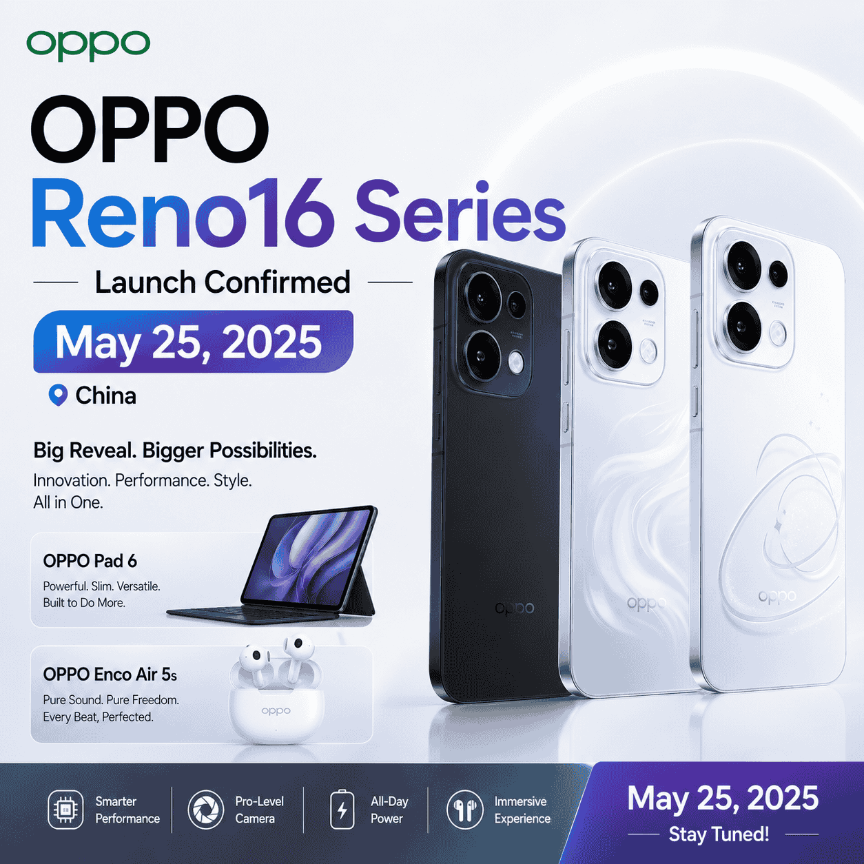 Oppo Reno16 Series Launch Confirmed for May 25 in China, Pad 6 and Enco Air 5s to Join the Big Reveal-thumnail