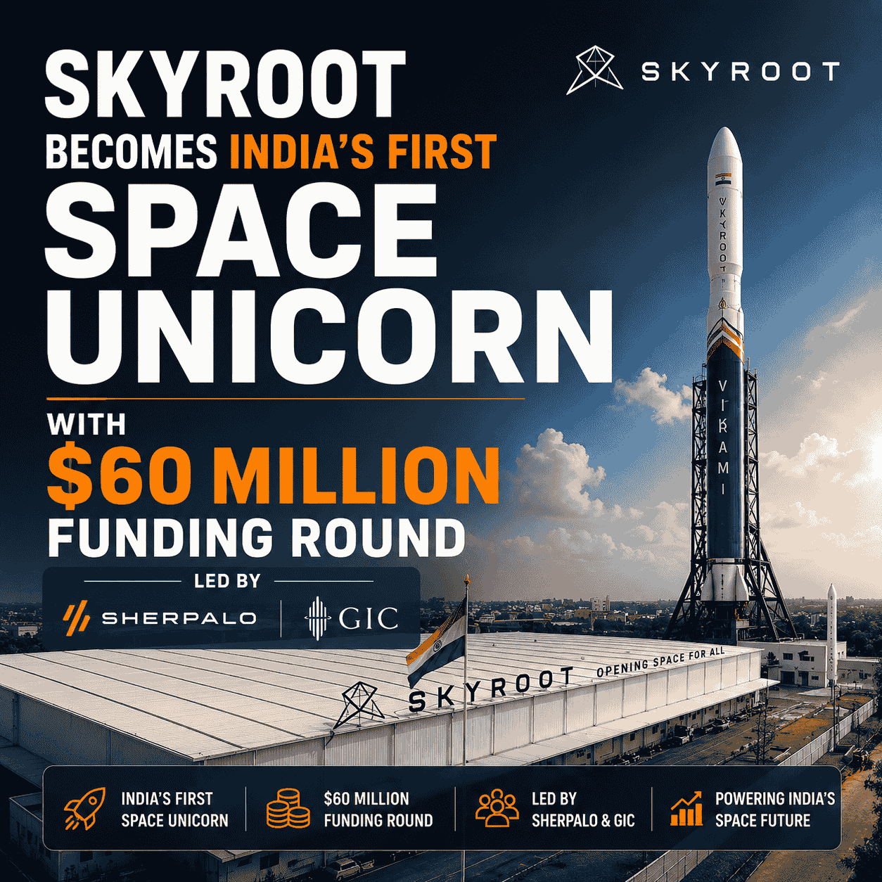 Skyroot Becomes India’s First Space Unicorn With $60 Million Funding Round Led by Sherpalo and GIC-thumnail