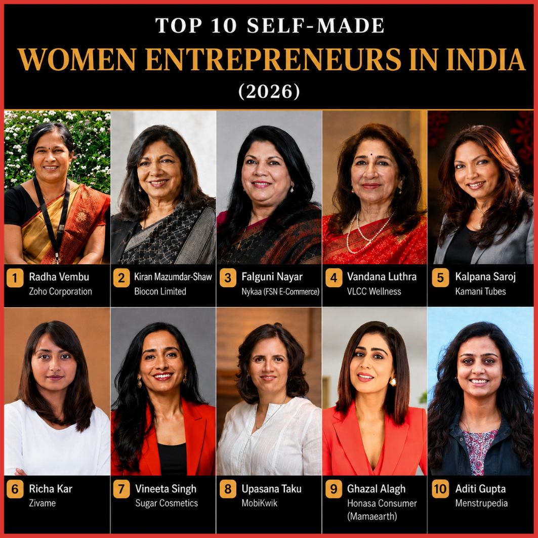 Top 10 Self-Made Women Entrepreneurs in India (2026)-thumnail