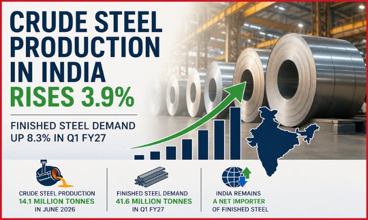 Crude steel production in India