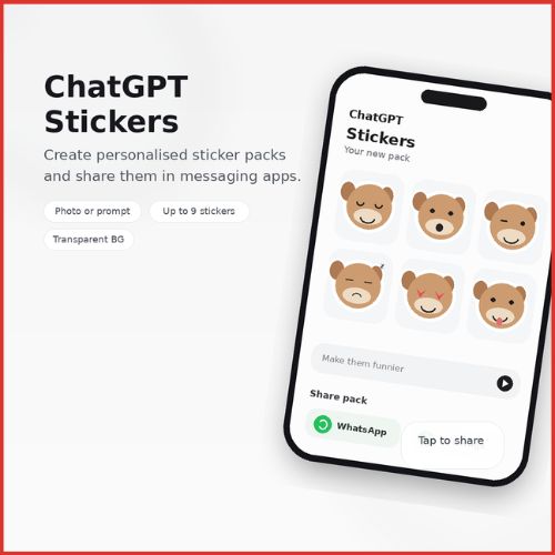 ChatGPT Adds Custom Sticker Maker With WhatsApp and iMessage Sharing-thumnail
