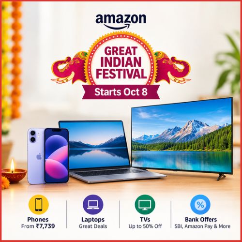 Amazon Great Indian Festival 2026 Starts October 8: iPhone 16 Deal Confirmed, Phones From ₹7,739-thumnail