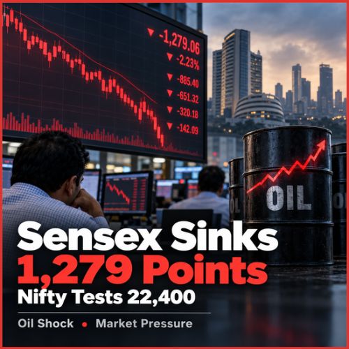 Sensex Sinks 1,279 Points From Day’s High as Nifty Tests 22,400 on Oil Shock-thumnail